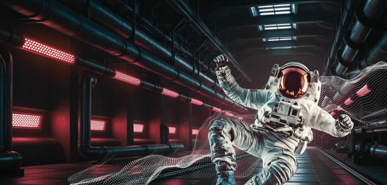 Astronaut in Industrieraum